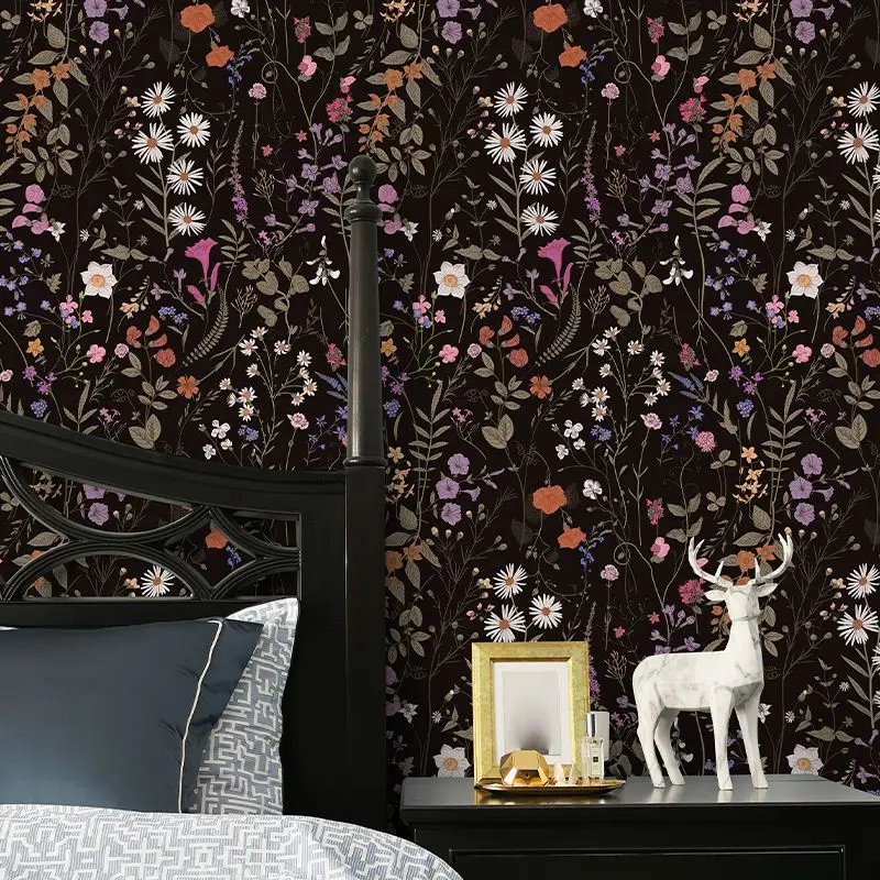 Daisy Floral Peel and Stick Wallpaper Flower Self Adhesive Wallpaper Waterproof Wall Mural for Home Living Room Wall Decoration