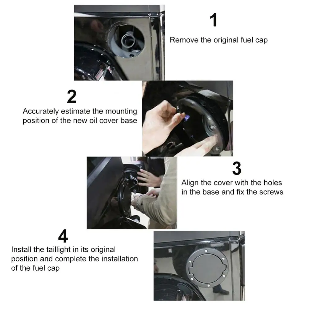 Aluminium Gas Cap Cover Fuel Filler Door Cover For 2007-2017 Jeep Wrangler JK & Unlimited 4-Door 2-Door