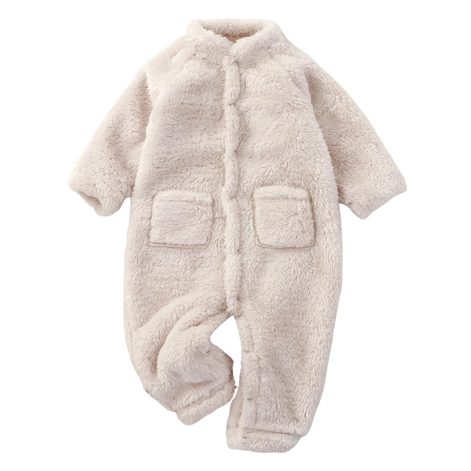 Fleece Romper Baby Girls Boys Clothes Solid Color Thicken Wool Onesie Jumpsuits Plush Baby Warm Outerwear Sleeping Baby Costume