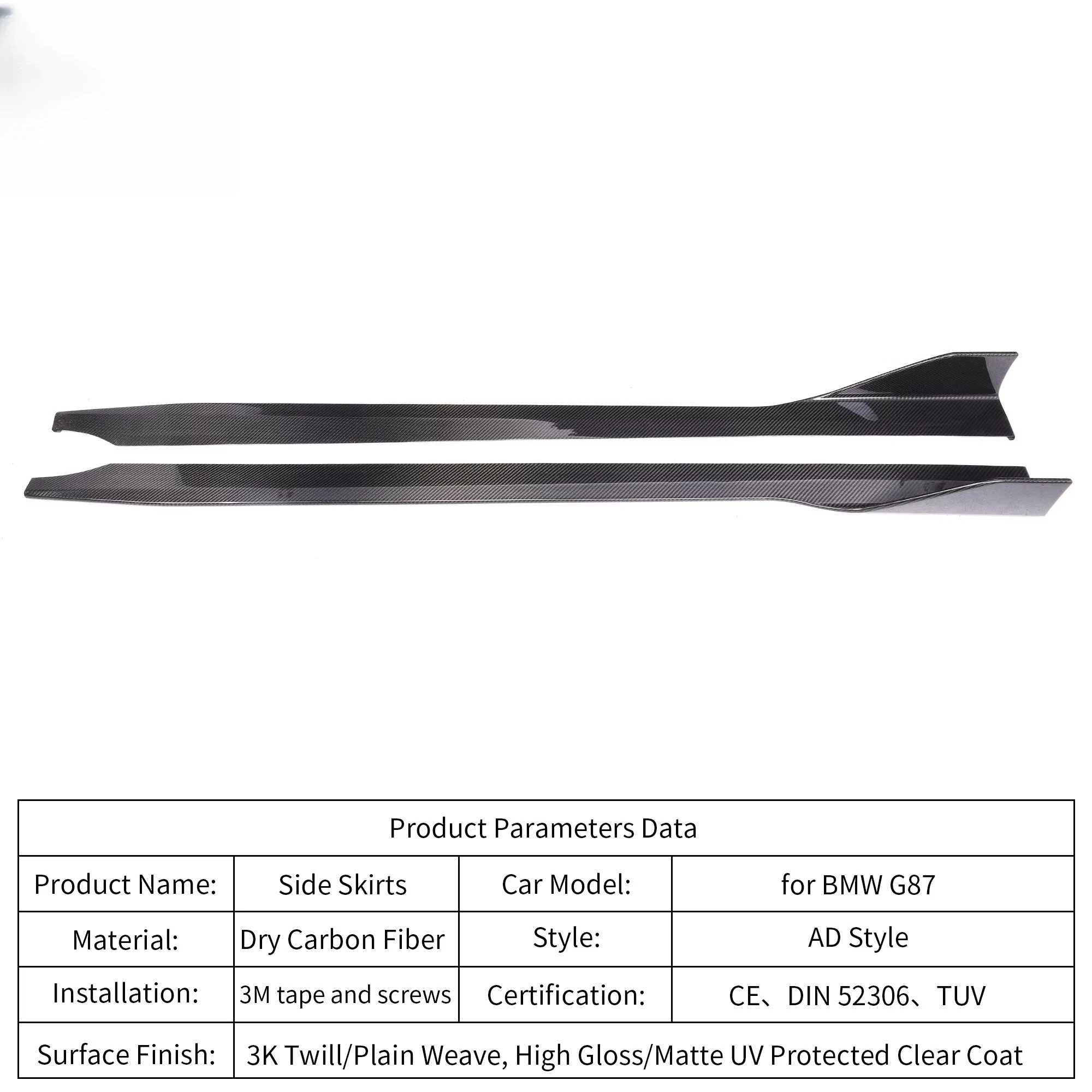 

AD Style Dry Carbon Fiber Side Skirts Performance Body Kit Upgrade for M2 G87 2022+