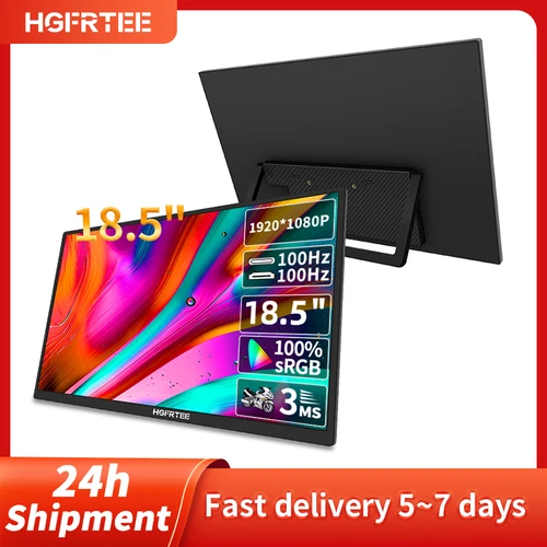 100Hz RGB100% 18.5인치 휴대용 모니터(VESA 홀 스탠드 포함) PC 게임 확장 디스플레이 ADS-IPS 대형 화면 지원 유형 C HDMI 