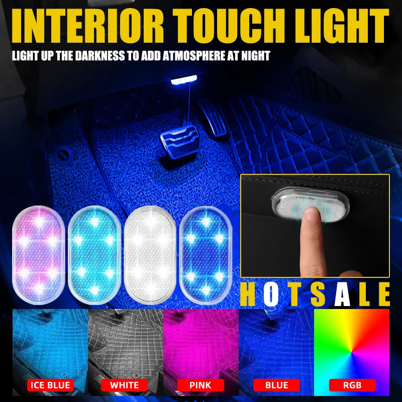 

Car Interior Mini Light Touch Ambient Light Auto Roof Ceiling Reading Lamp LED Car Styling Touch Night Light USB Charging 1PCS