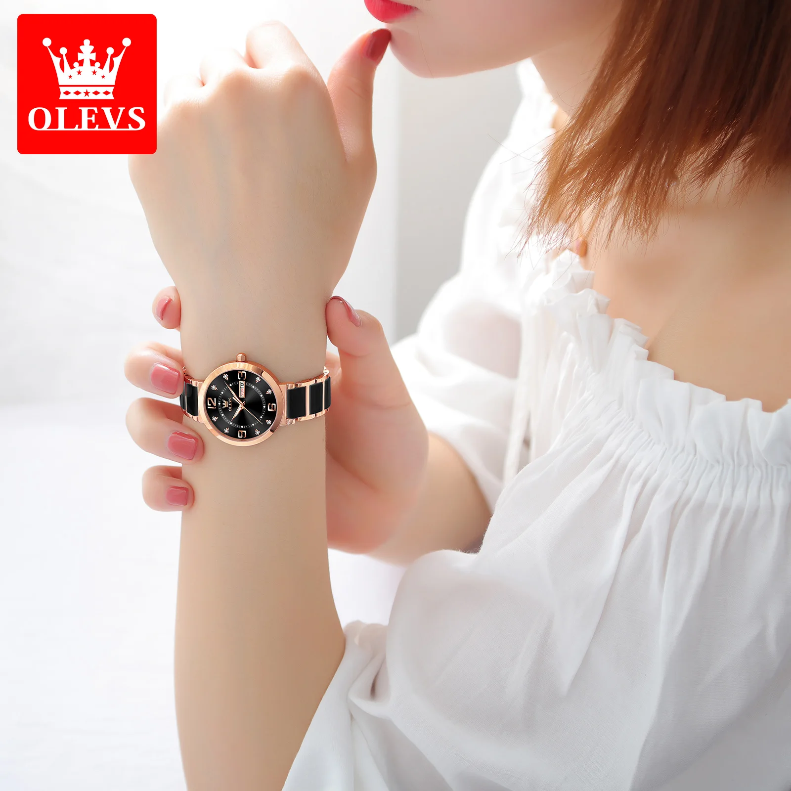 OLEVS Original Elegant Waterproof Watch for Women Luxury Ceramic Watches for Women High Quality Fashion Casual Lady Wrist Watch