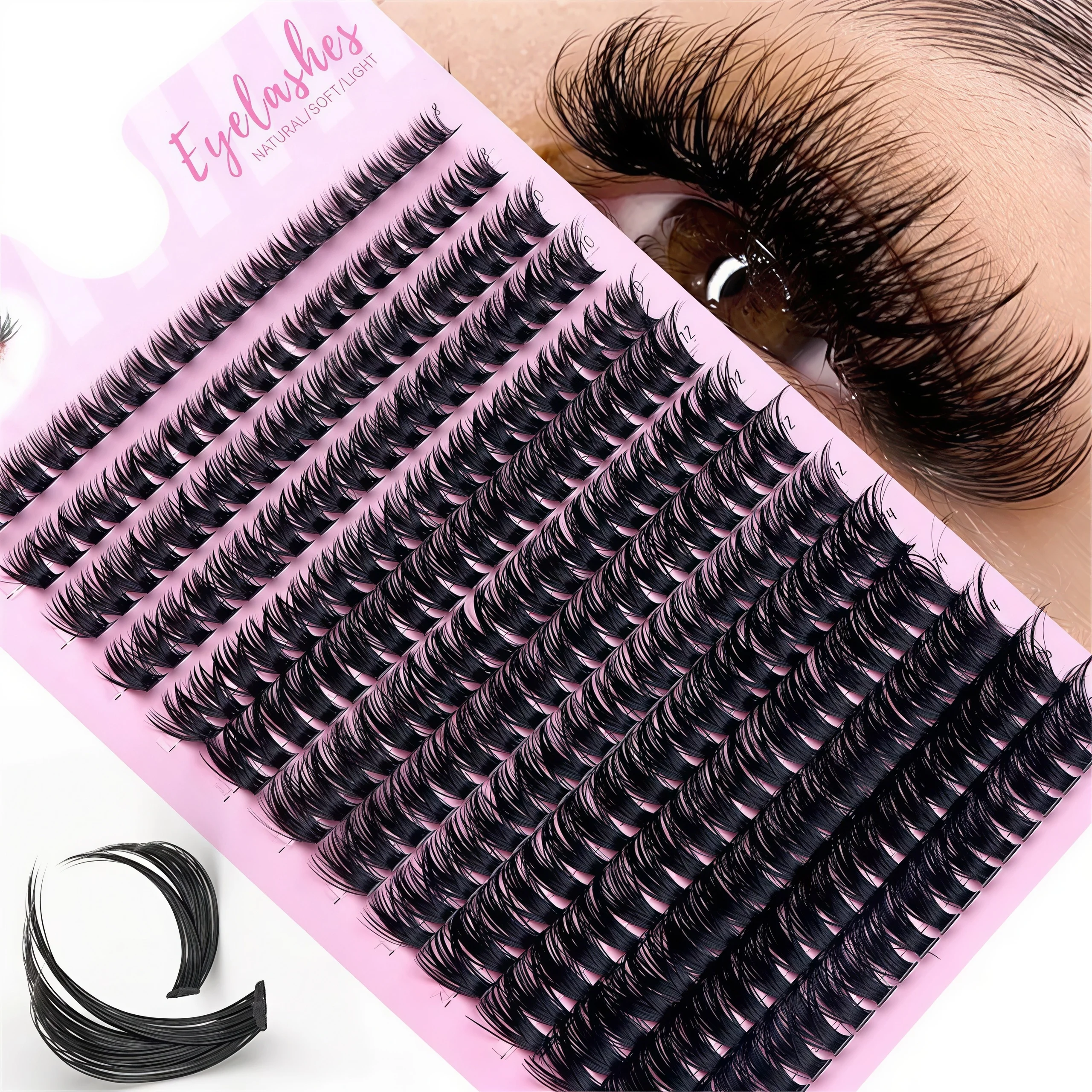 280 Clusters of 60D False Mink Eyelashes D Curly Natural Eyelashes Extension Russian Strip Individual Eyelashes Makeup Tool