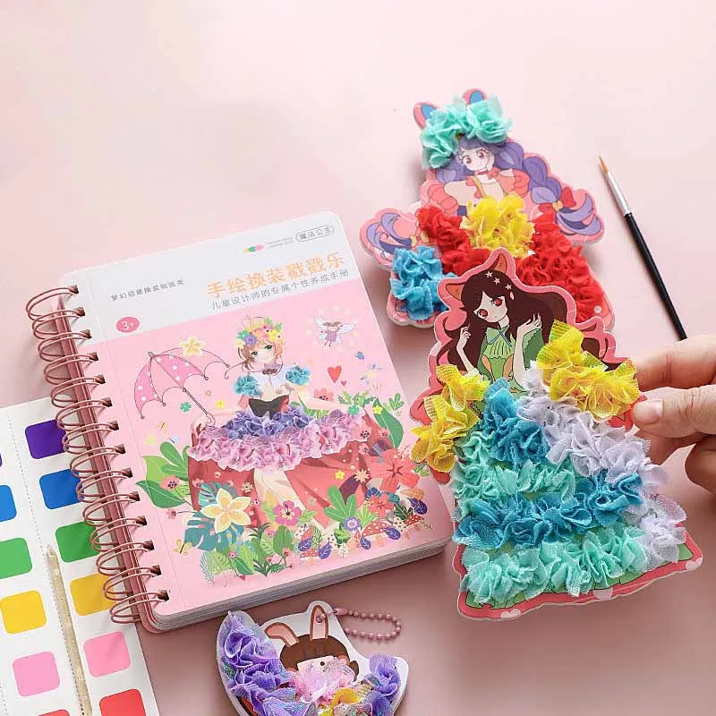 

Princess Dress Up Sticker Toys Fantasy Hand-painted Poking And Prodding Handmade DIY Girls Coloring Book Creative Drawing Book