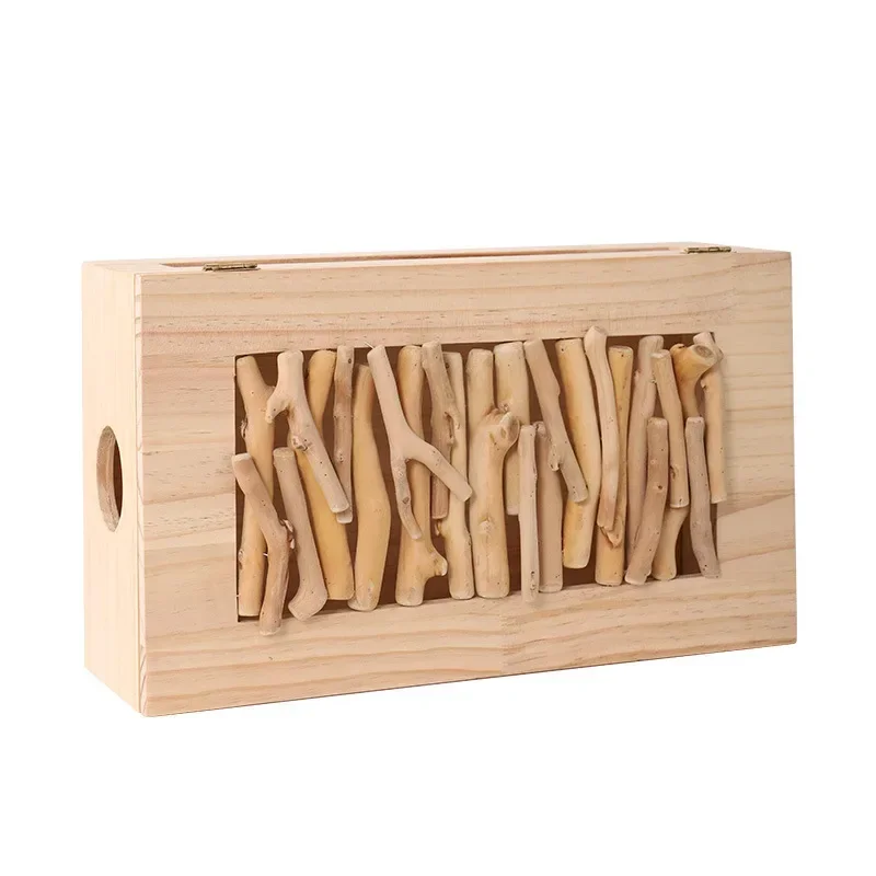 

Multifunctional router storage box, original wooden TV wall rack