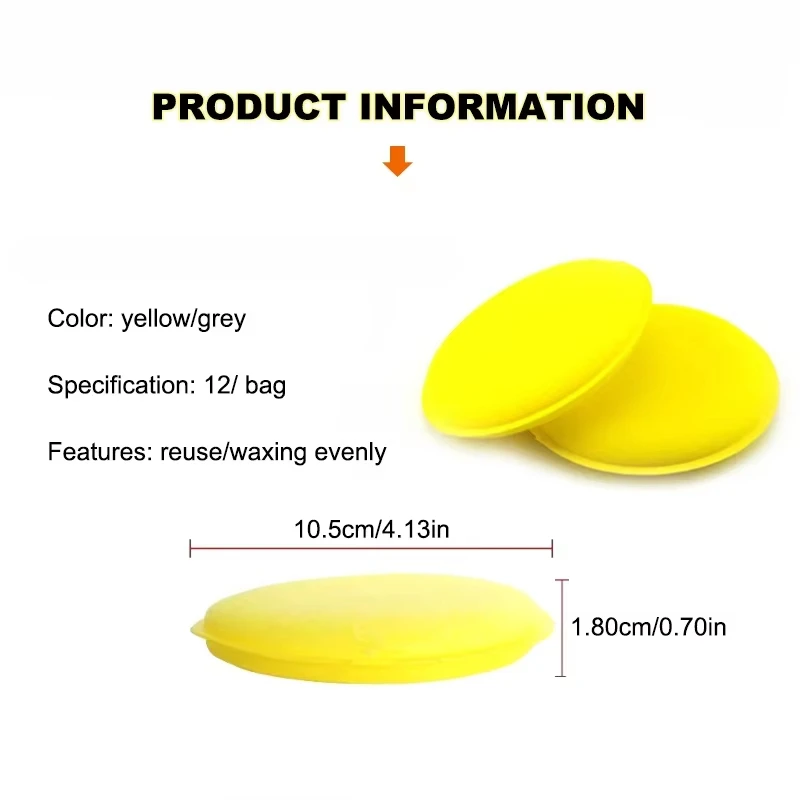 12/6pcs Car Round Waxing Polish Sponges High Density Foam Applicator Pads Polishing Sponges for Car Detailing Tools