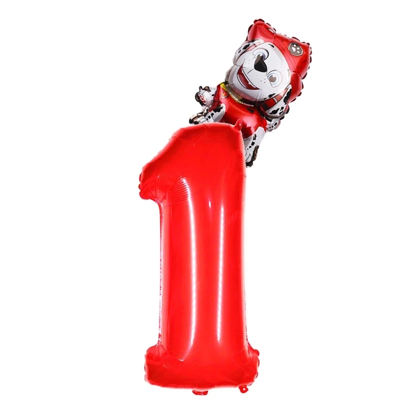 Cartoon Paw Patrol Dog Number Foil Balloons Chase Skye Marshall Rubble Child Birthday Party Decoration Balloon Kids Toy