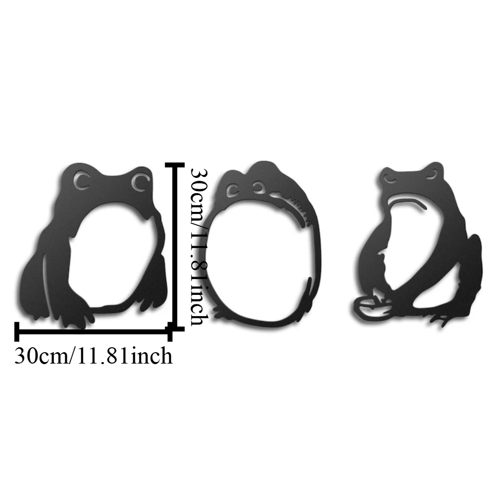 CIFBUY Wrought Iron Frog Wall Decor Set, Cute Metal Wall Art Hanging, Black Cutout Silhouette for Garden Patio Living Room, Boho