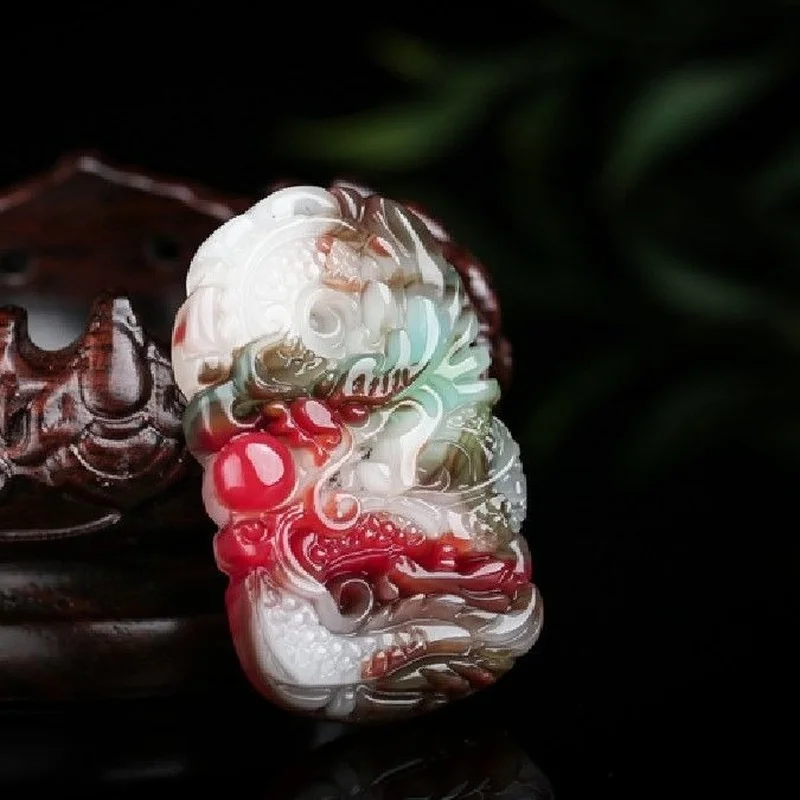 Xinjiang Hetian Jade Color Jade Laban Xiao Brand Pendants for Men and Women Dragon World Pendants