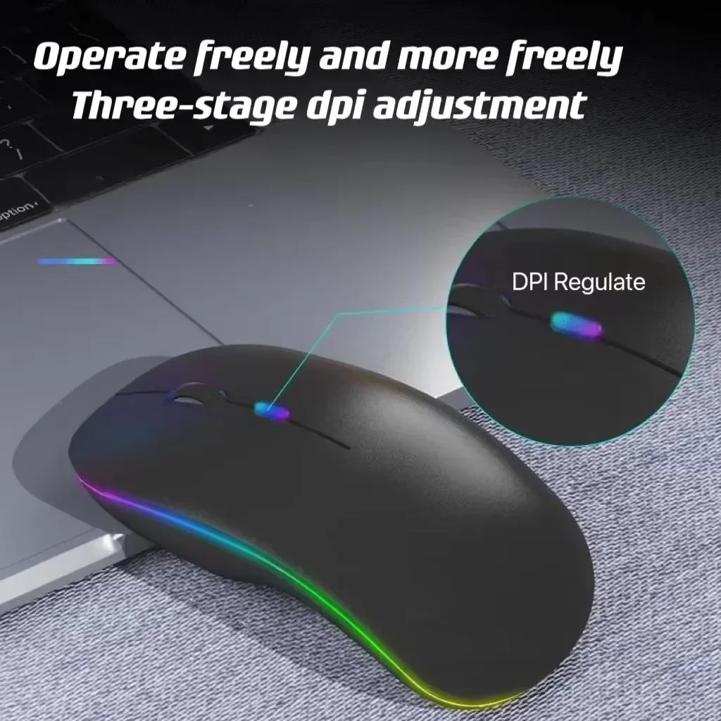 

Equipped with USB RGB 1600DPI Mouse, Rechargeable Bluetooth Wireless Mouse, Suitable for Computers, Laptops, Tablets, Macbooks