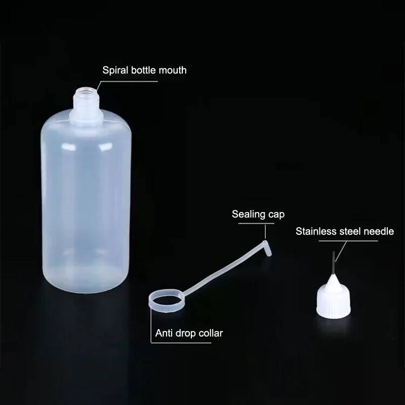 100-5ML Punta dell'ago Applicatore di colla Bottiglia di plastica Bottiglia di pigmento per iniezione di olio essenziale Strumento di riparazione contagocce per telefono cellulare