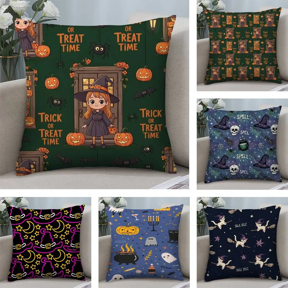 Halloween Cartoon Hexe Kissen Fall Kurze plüsch doppelseitige Druck Platz Werfen Kissen Abdeckungen Sofa Hause Kissen Dekor