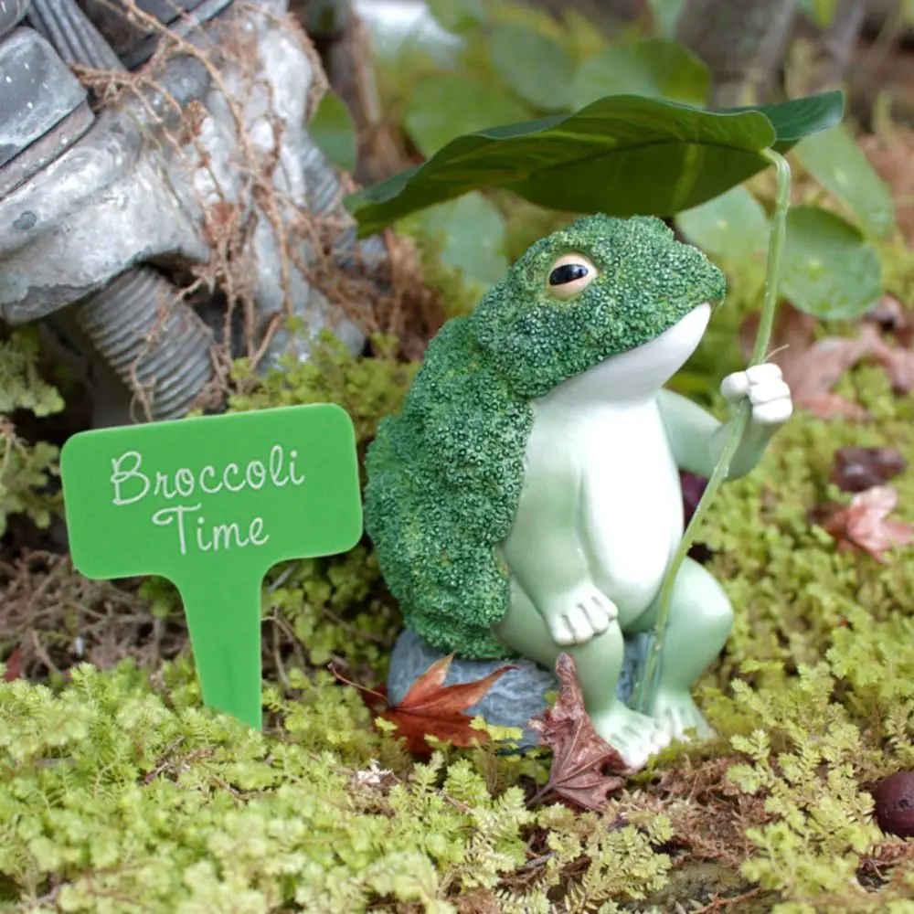 

Micro Landscape Resin Frog Broccoli Statue Cute Waterproof Animal Sculpture Simulated Handicraft Miniatures Figurine Flowerpot