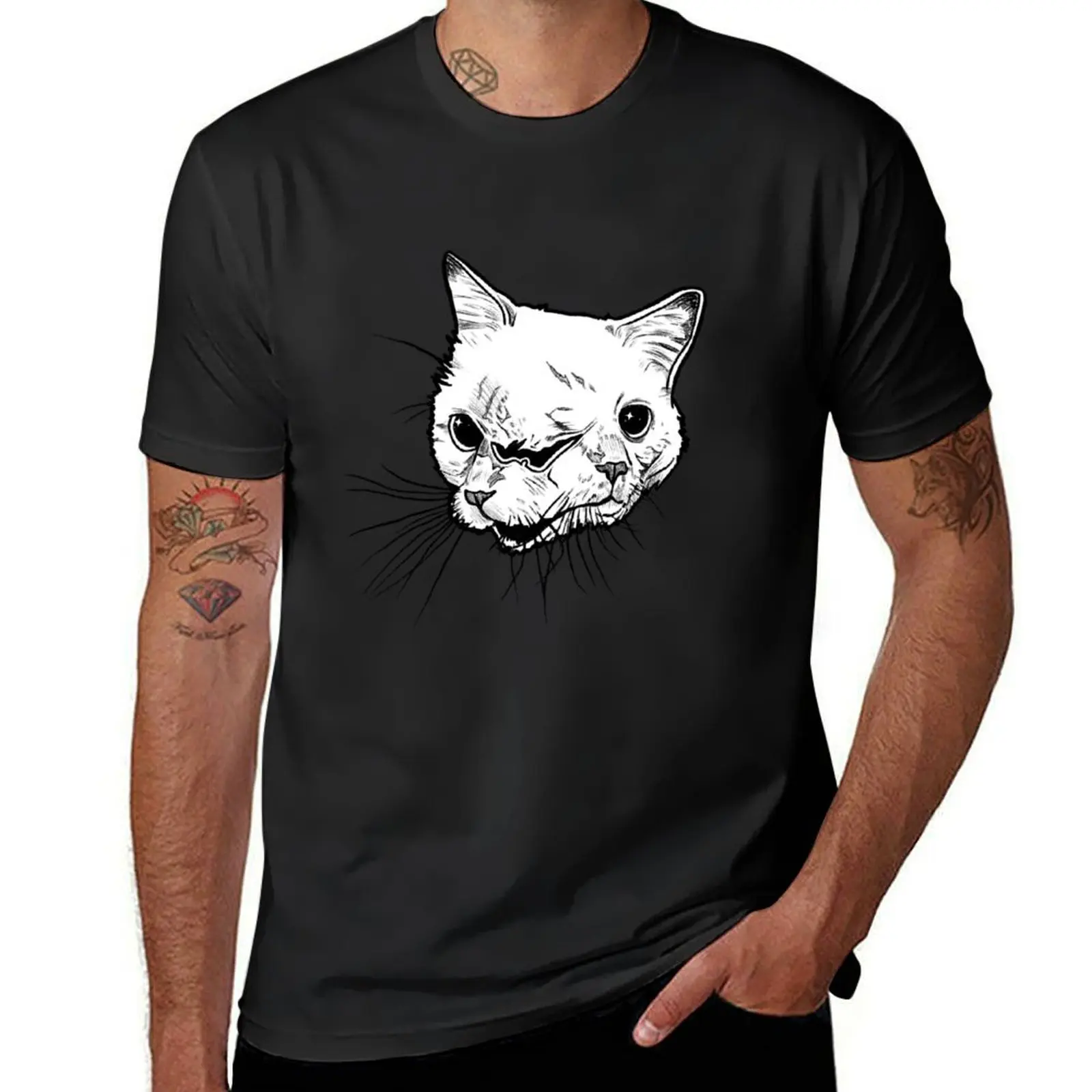 Two faced cat T-Shirt tees designer shirts man clothes mens tall t shirts