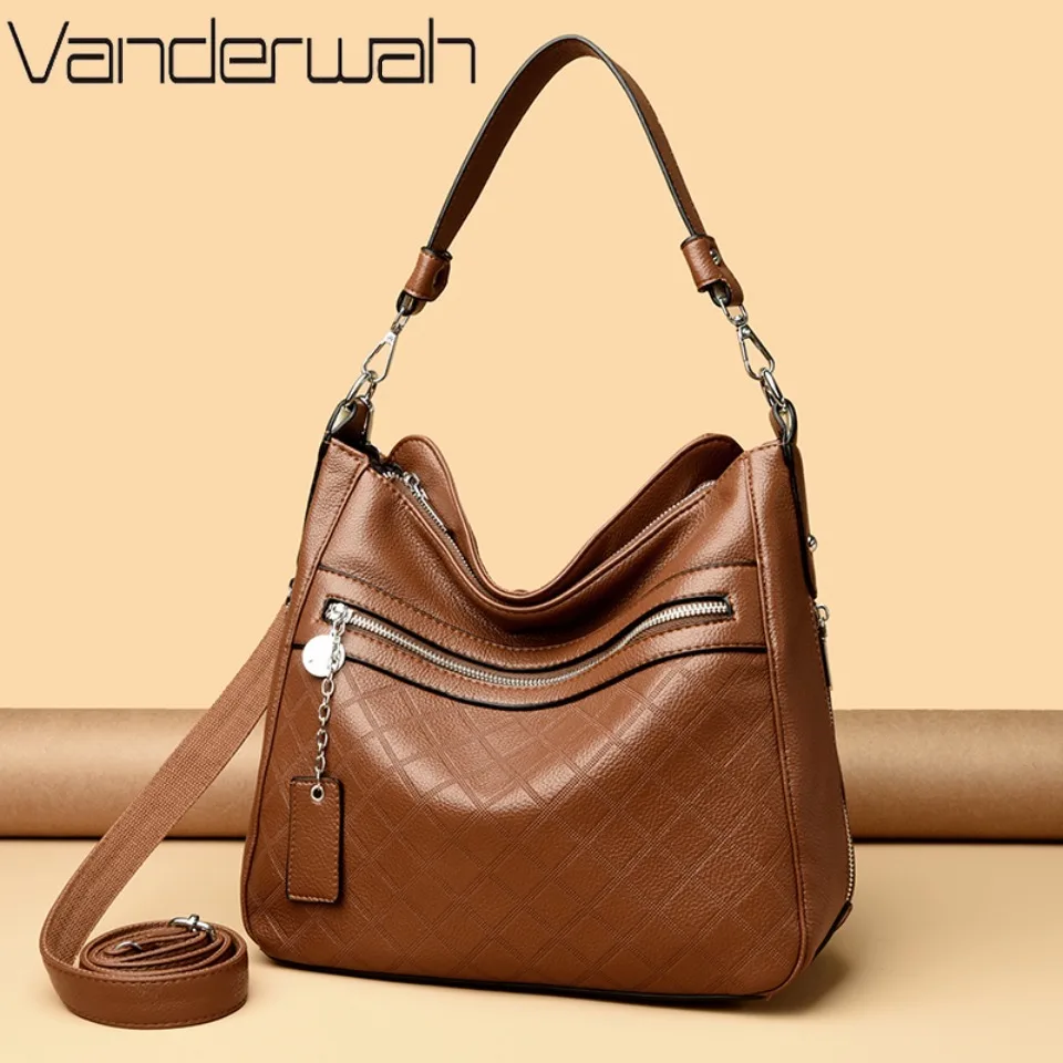 

Top-handle Hobos Bag Leather Women Handbags Female Leisure Shoulder Bags Fashion Purses Vintage Bolsas Large Capacity Tote Bag
