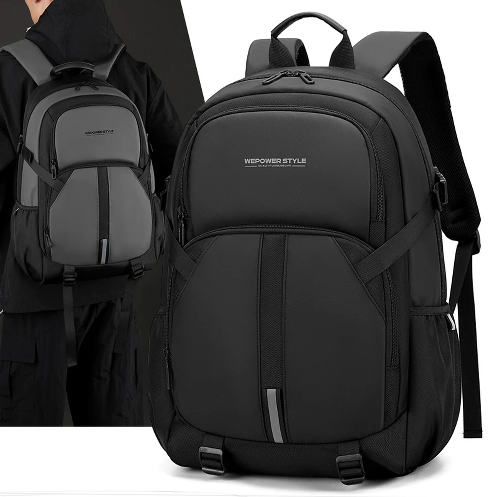 CFUN YA Nylon Laptop Backpack with Contrast Front Panels Multiple Pockets Adjustable Straps and Top Carry Handle for Travel