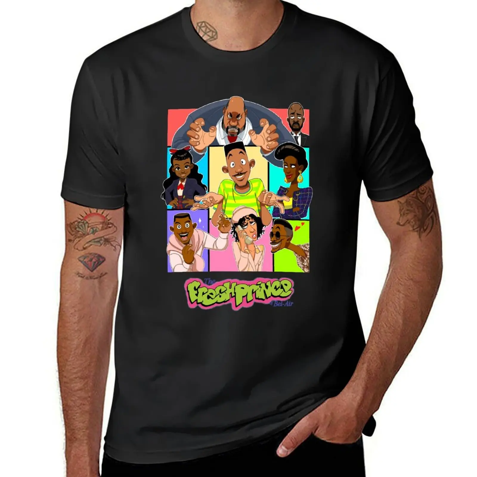 Fresh-Prince-Cartoon T-Shirt blacks oversizeds men graphic t shirts