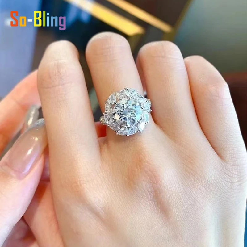 So-Bling 3ct مويسانيتي الدائري 9.3 مللي متر D VVS1 مع شهادة Gra 925 فضة خواتم للنساء أنيقة غرامة مجوهرات الحفلات #4