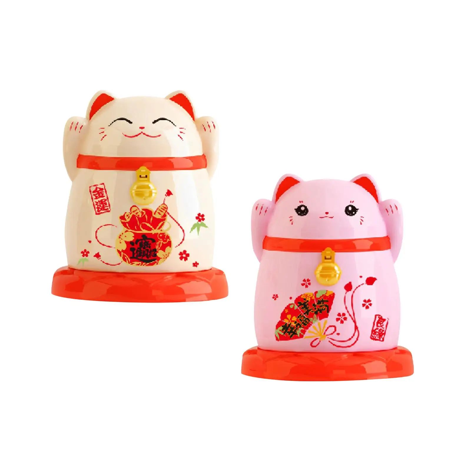 Toothpick Box China Lucky Cat Multifunctional Portable Floss Pick Bathroom Canister for Vanity Bedroom Kitchen Bathroom Restroom