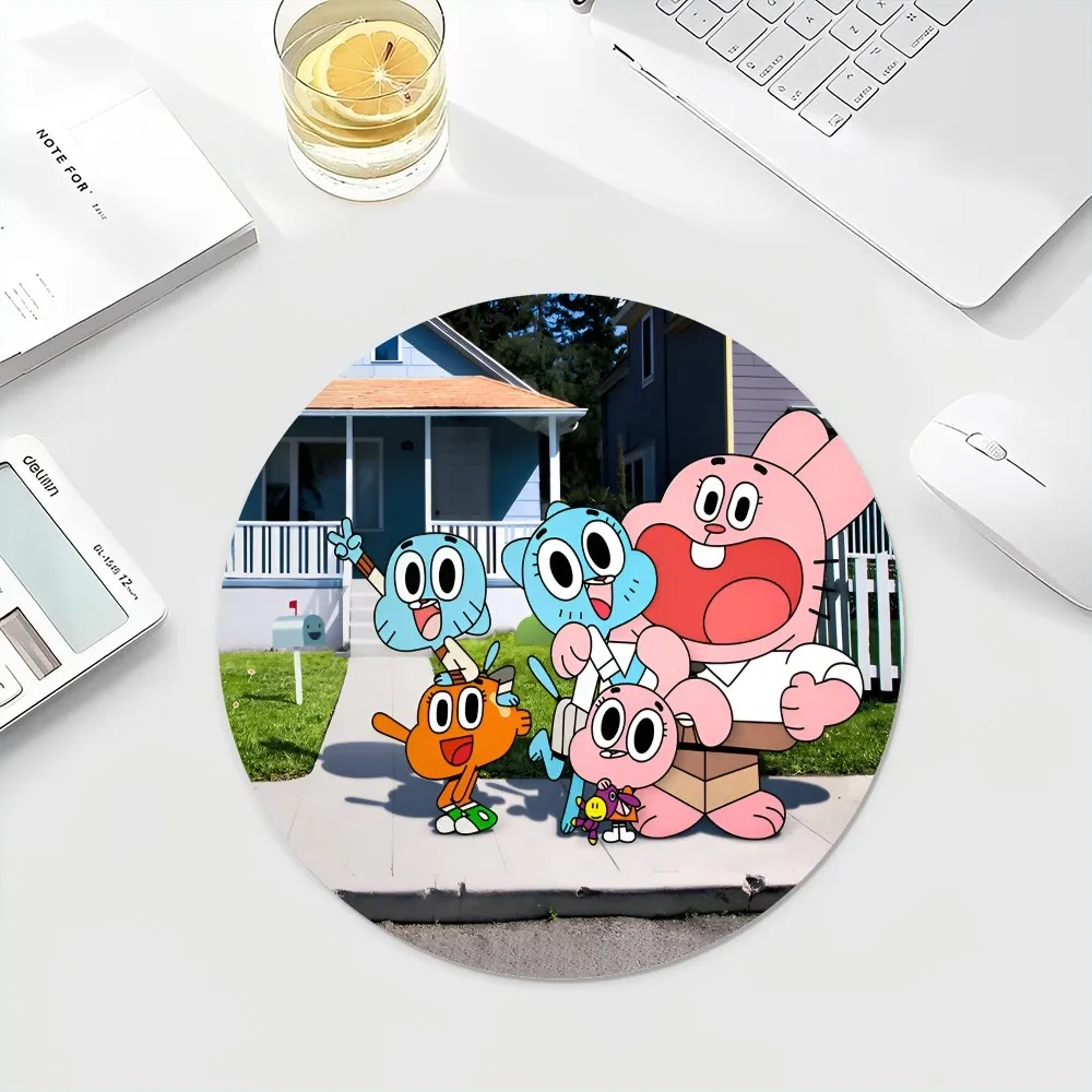 Amazing W-world Of Gumball Floor Mat INS Tide Round Keyboard Mat Table Mat Students Cabinet Gamer Desktop Mousepad Cup Mats