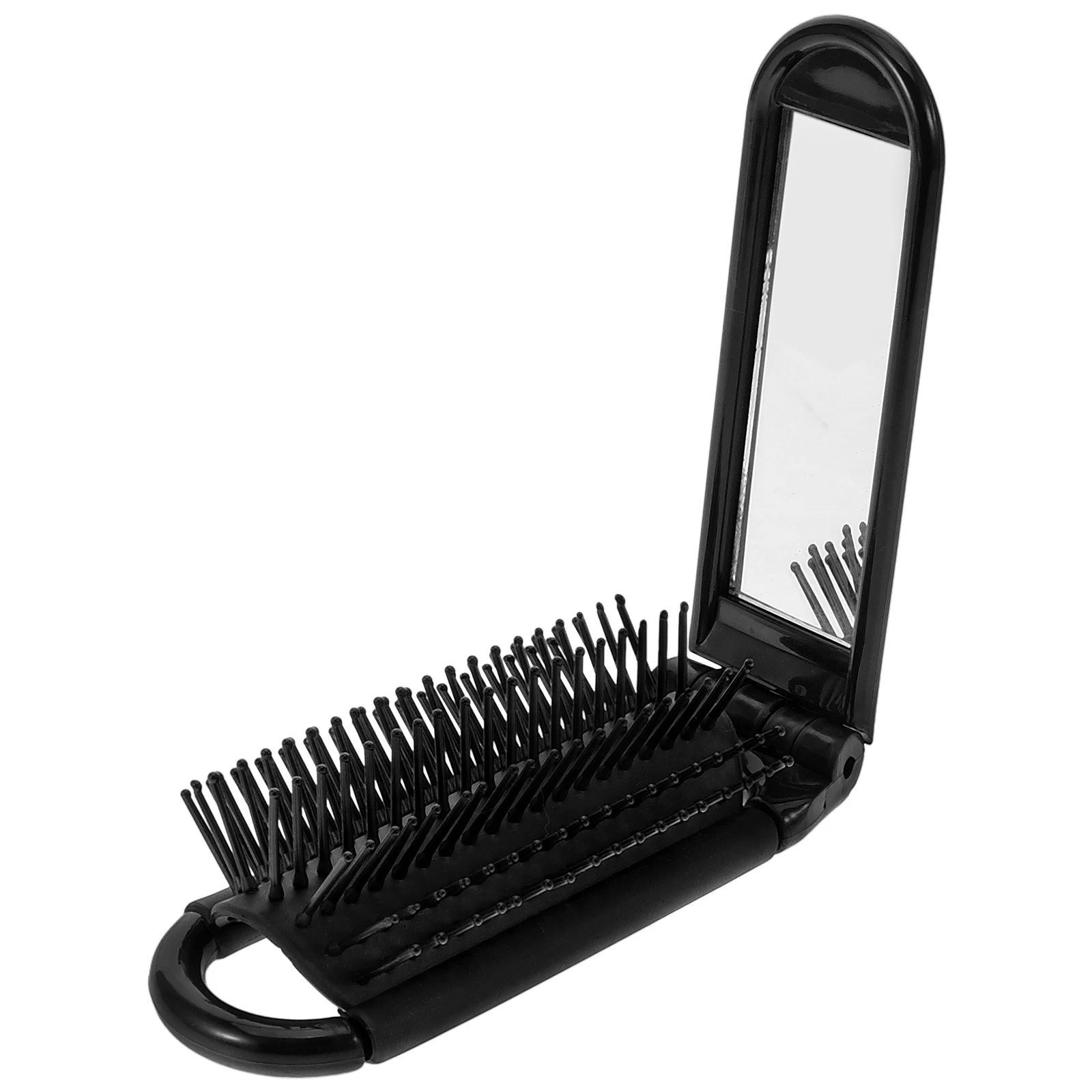 

Foldable Mirror Hairbrush Black Compact Folding Travel Brush Mini Purse Hair Comb Portable Grooming Tool Small Brush for Hair