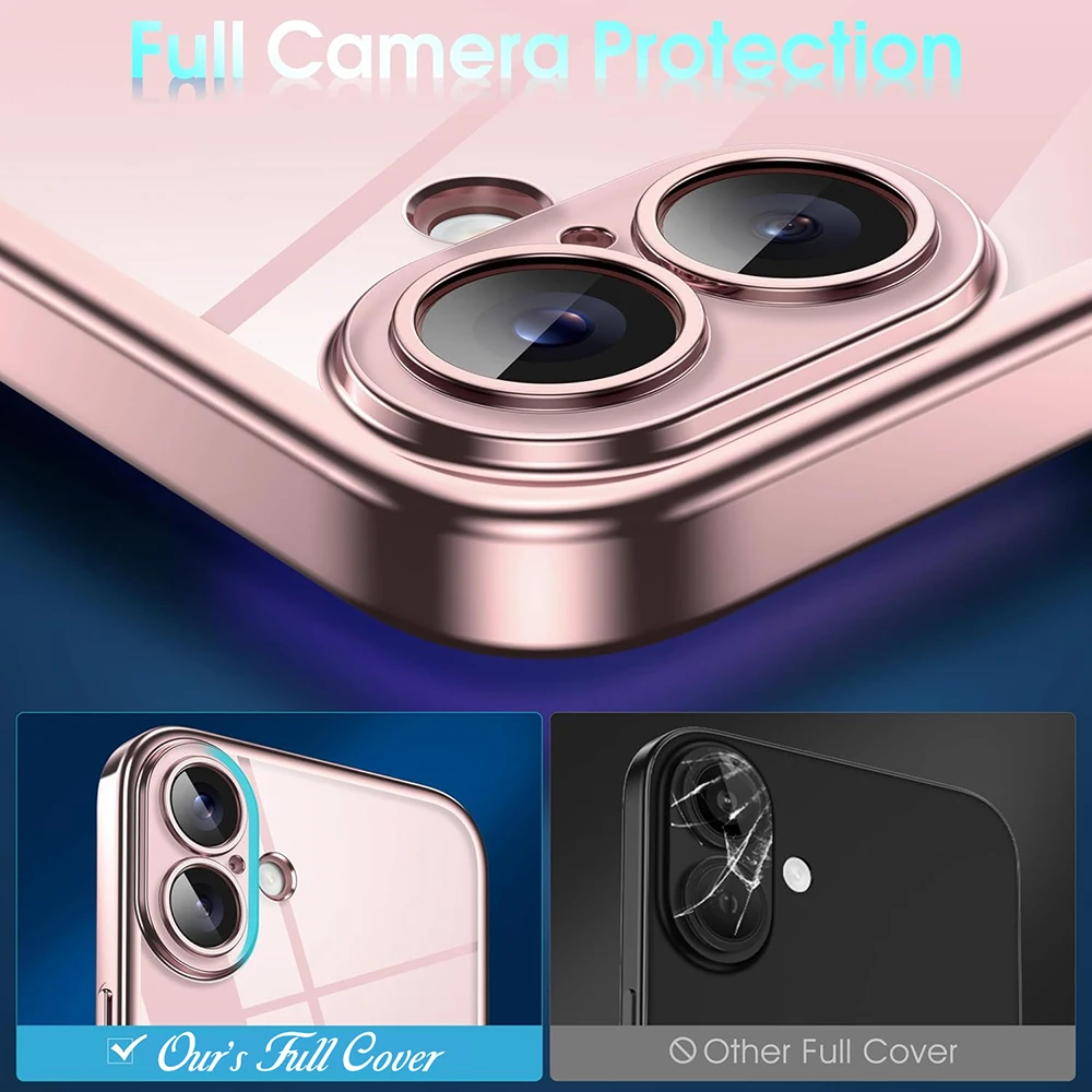 Luxury Plating Silicone Soft Case For iPhone 16 15 14 13 12 Mini Plus 11 Pro Max Clear Thin Electroplated Cover Ultra Thin Shell