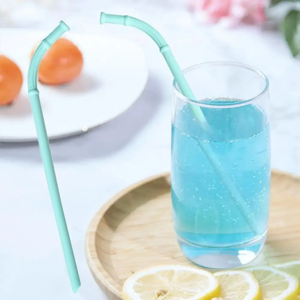 Bent/Straight Silicone Straws Portable Flexible Long Drink Straws Soft Reusable Cocktails Straws Milk Tea