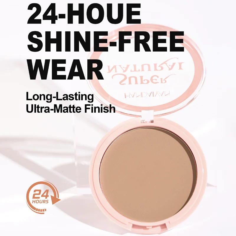 Polvere pressata per il viso opaca a 8 colori 24 ore di controllo dell'olio Fondotinta in polvere con impostazione naturale Copertura completa Trucco duraturo impermeabile