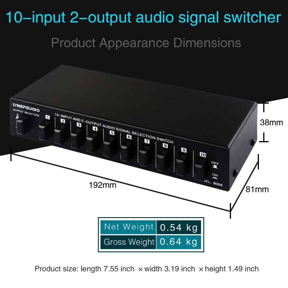 2024 nowy przełącznik wyboru sygnału audio 10 w 2 lub 2 w 10