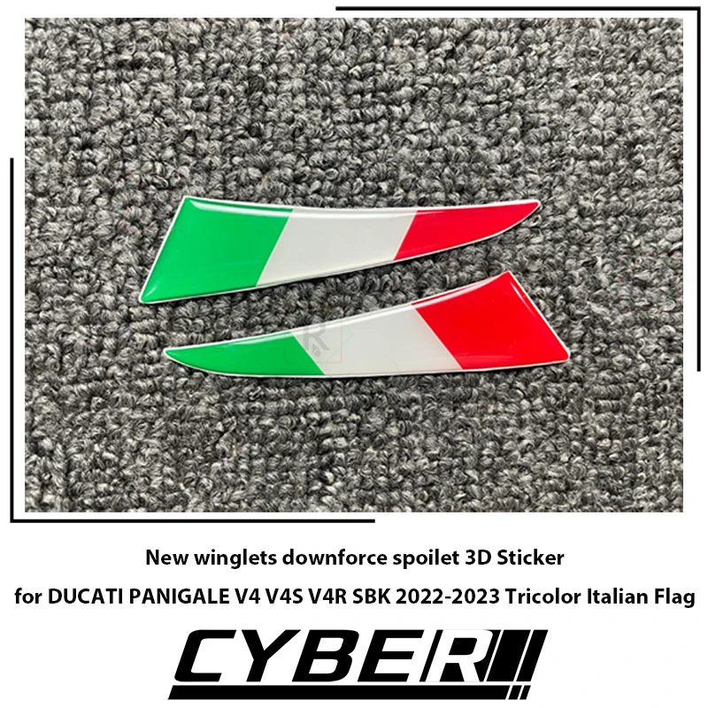 New winglets downforce spoilet 3D Sticker for DUCATI PANIGALE V4 V4S V4R SBK 2022-2023 Tricolor Italian Flag