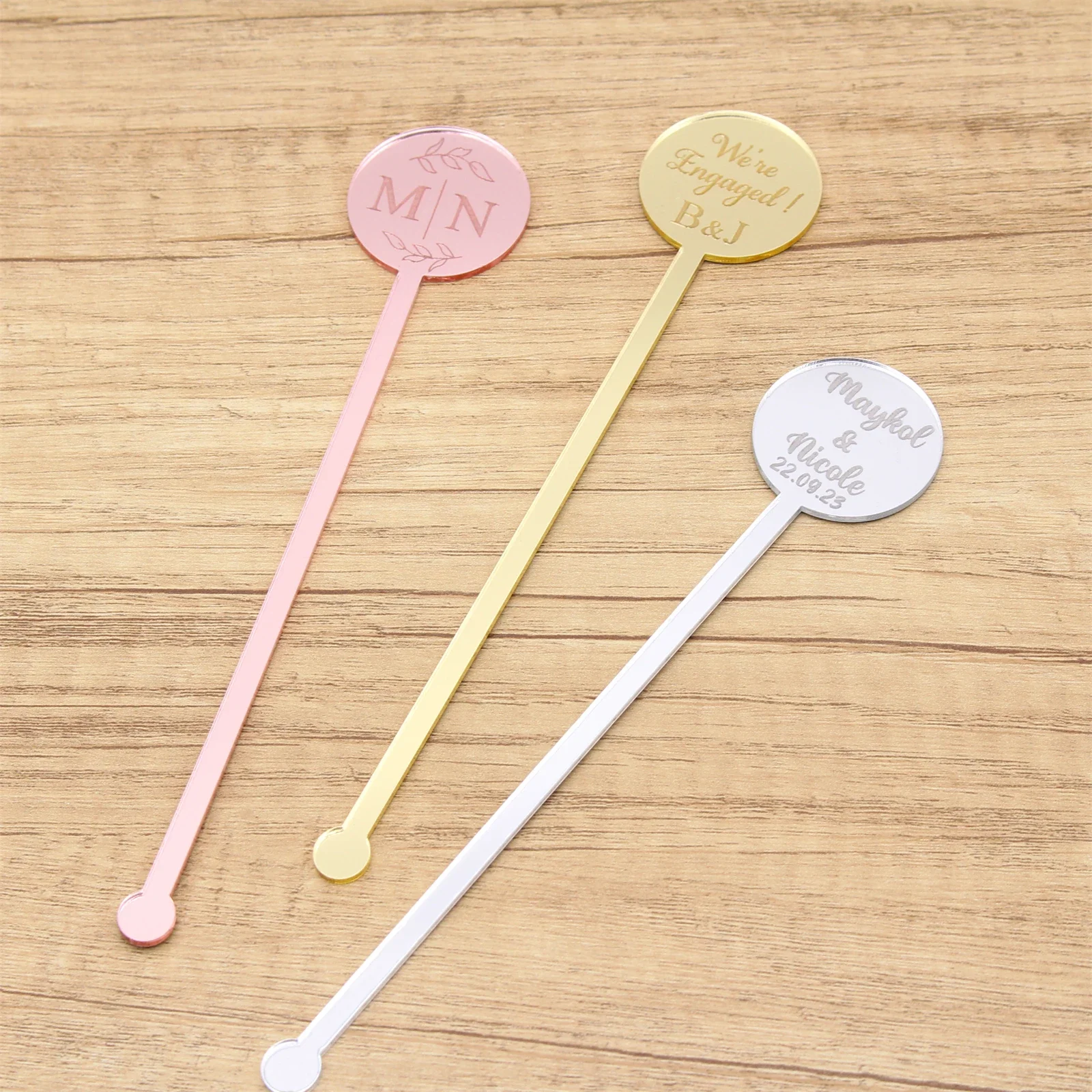 Imagem -04 - Personalizado Gravado Acrílico Stir Sticks Etched Drink Agitadores Bar Swizzle Sticks Table Tag Decoração do Chuveiro do Bebê 100 Pcs