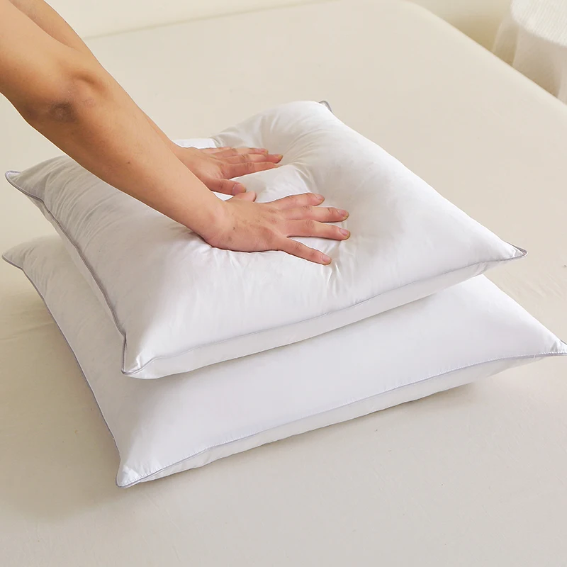 100% algodón plumas de ganso decoración Queen King cintura cuello duro almohadas para dormir cojines para sentarse para sofá decorativo