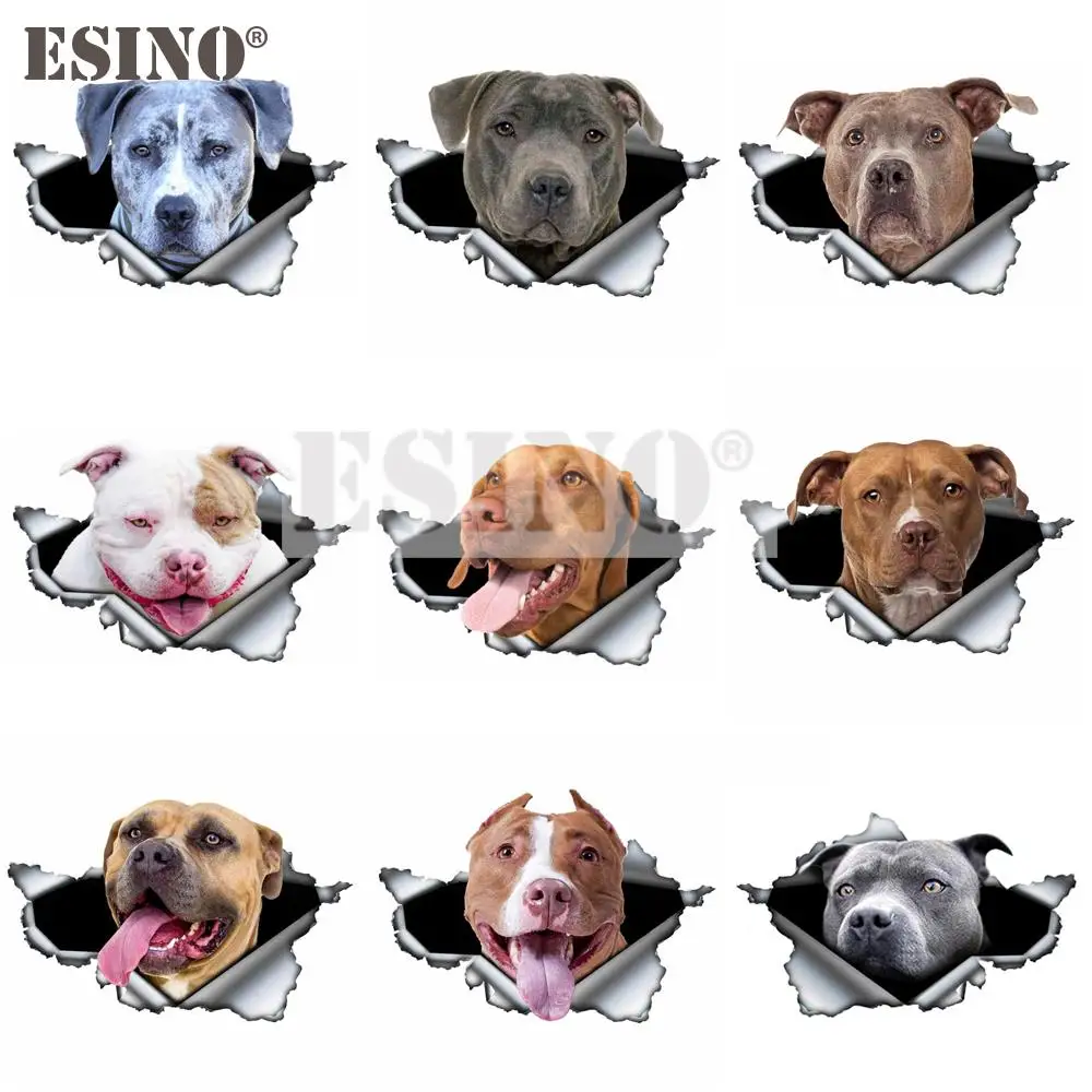 Car Styling Funny Cool 3D Metal Torn Metal Pitbull Dog Theme PVC Car Body Sticker Waterproof Decorative Vinyl Decal