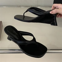 Eilyken New Summer Wedges High Heels Women Slippers Fashion Square Clip Toe Party Sandals Flip Flops Female Shoes - Image 5