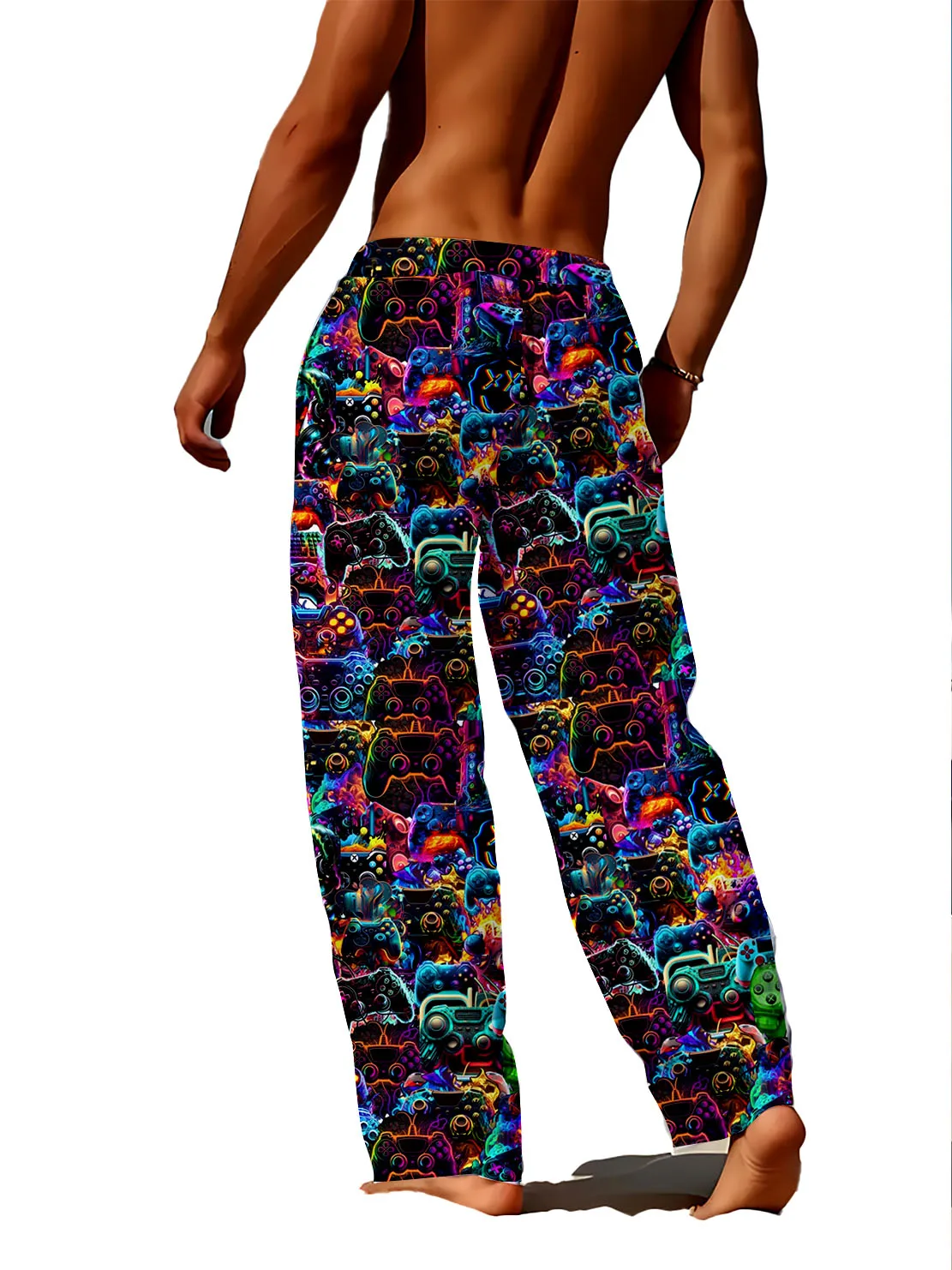 

Spring and Autumn Street Trendy Gamepad Pattern 3D Digital Printed Men's Pants, Quick drying Non fading Loose Casual Pants