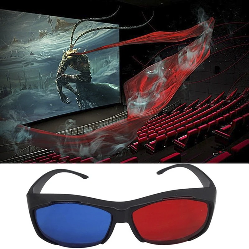 Red Blue 3D Glasses Black Frame For Dimensional Anaglyph TV Movie DVD Game