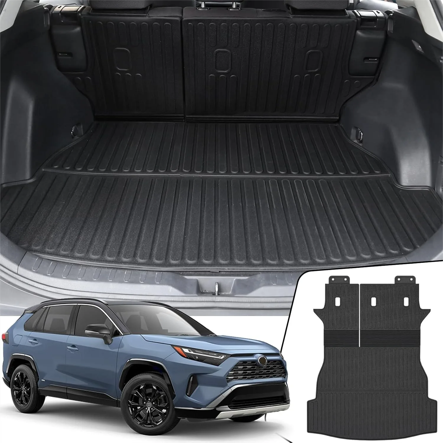 

Custom Fit Cargo Mat with Backrest for Toyota RAV4 2019-2025 All Weather TPE Trunk Liner
