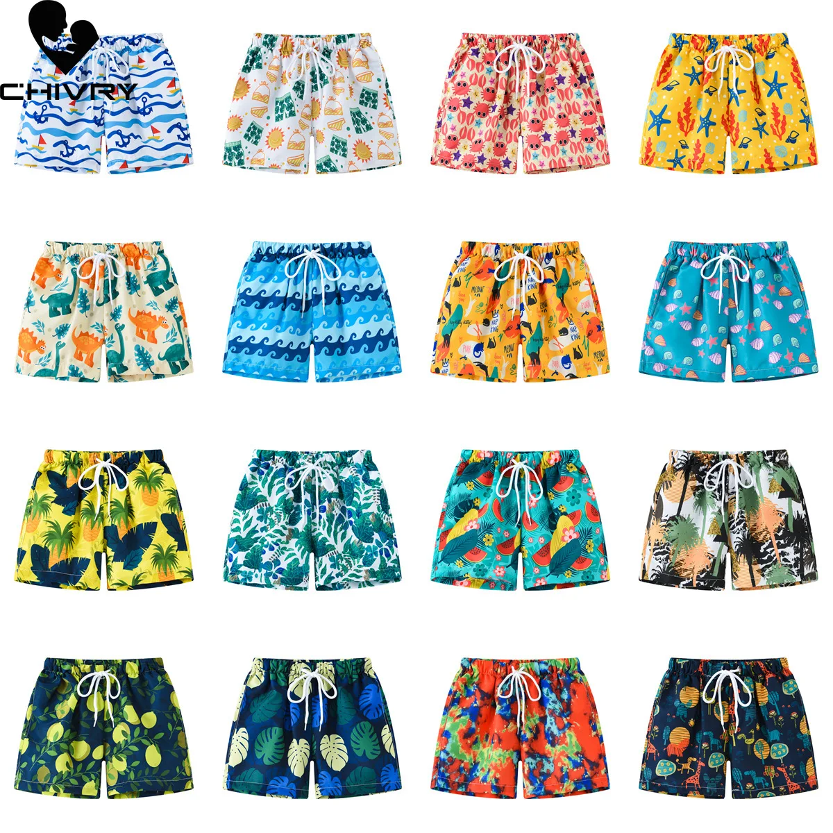 Men's Summer Swimming Trunks Baby Boys And Girls Swimwear Children's Fashion Printed Swimsuits Swimwear Beach Shorts Casual Wear