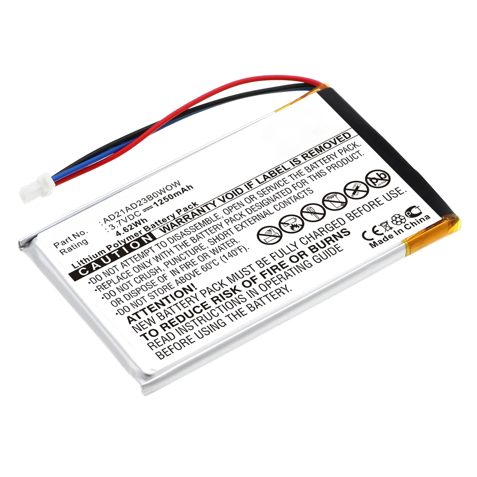 3.7V 1250mAh GPS, Navigator Battery AD21AD23B0WOW for Garmin Nuvi 465, 465LTM, 465T +TOOL