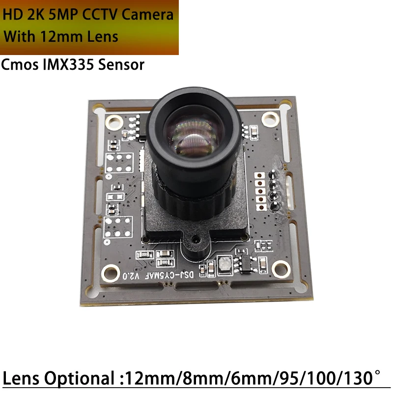 HD 2K 5MP CCTV Camera Module CMOS IMX335 5 Megapixel With 12mm Lens High Definition USB Mini Webcam For Industrial Machine Video