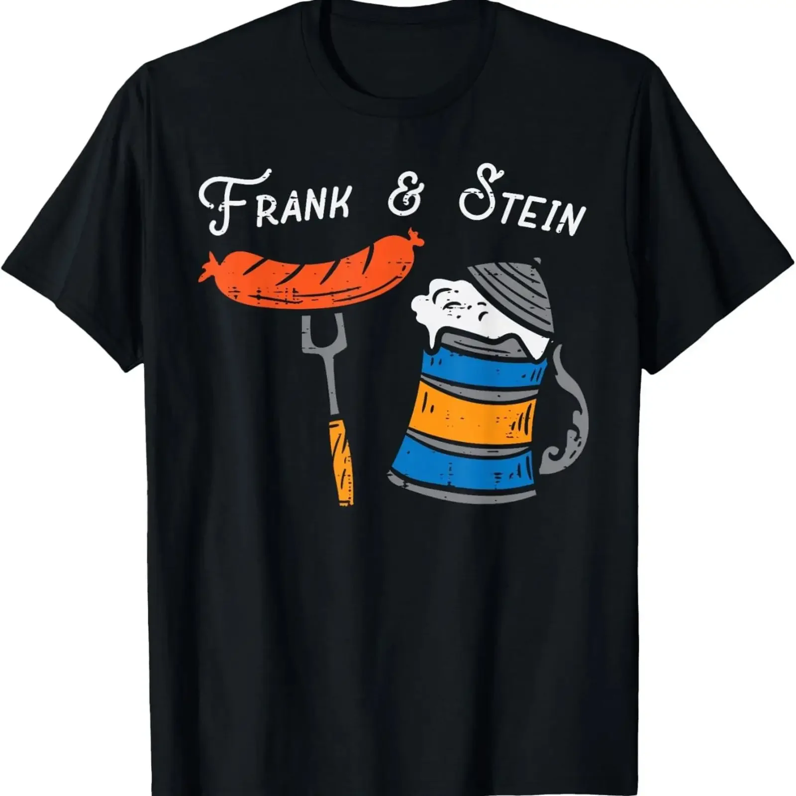 Frank And Stein Funny German Bavarian Oktoberfest T Shirt vintage Washed Stylish Soft graphic Versatile Casual Unisex fashion