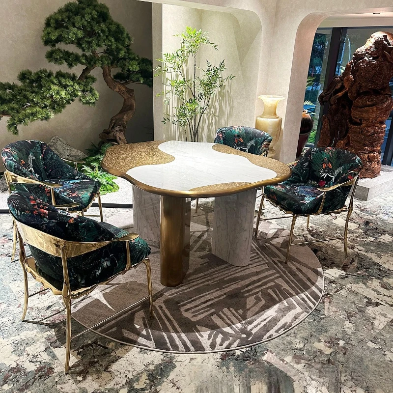 

Italian light luxury pure copper dining chair high-end designer home restaurant creative tropical