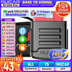MUCAR BT200 BT200 PRO- 프로 자동차 진단 도구, OBD2 스캐너, 블루투스 와이파이, 모든 자동차, OBd 2 테스터, 15 리셋 진단