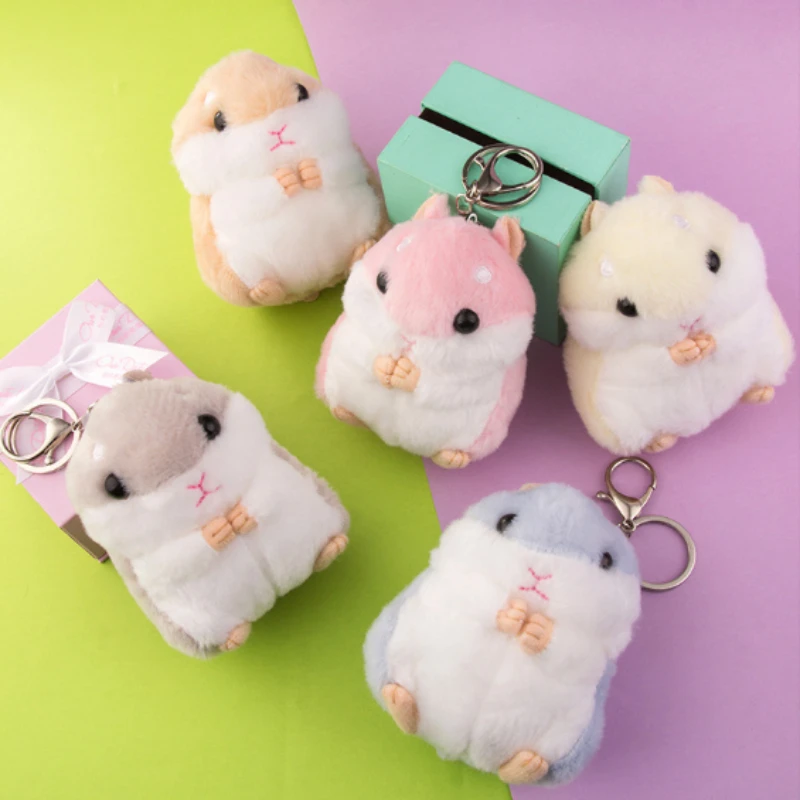 10cm Cute Plush Toys Kawaii Bag Backpack Pendant Keychain Stuffed Animals Kids Toys For Children Girl Birthday Gift Hamster Doll