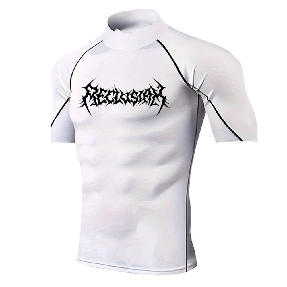 Men's Graphic Compressed Shirt Short-sleeved Gym Workout T-shirt Sports Quick-drying Bottomed Sweatshirt Training Tops S-3XL