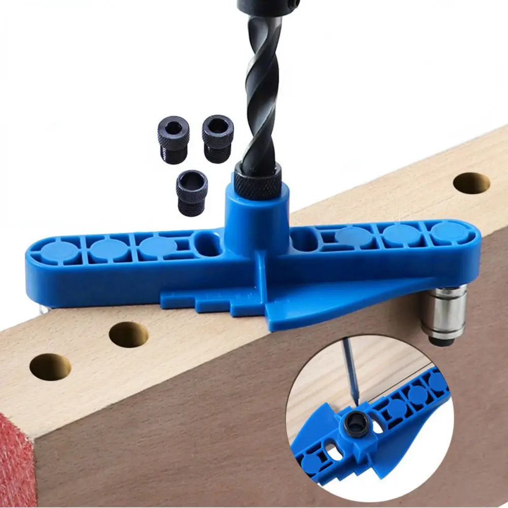 

2 in 1 Drill Guide Positioner 6/8/10mm Drill Sleeve Straight Holes Self Centering Scriber Precise Portable Woodworking Locator