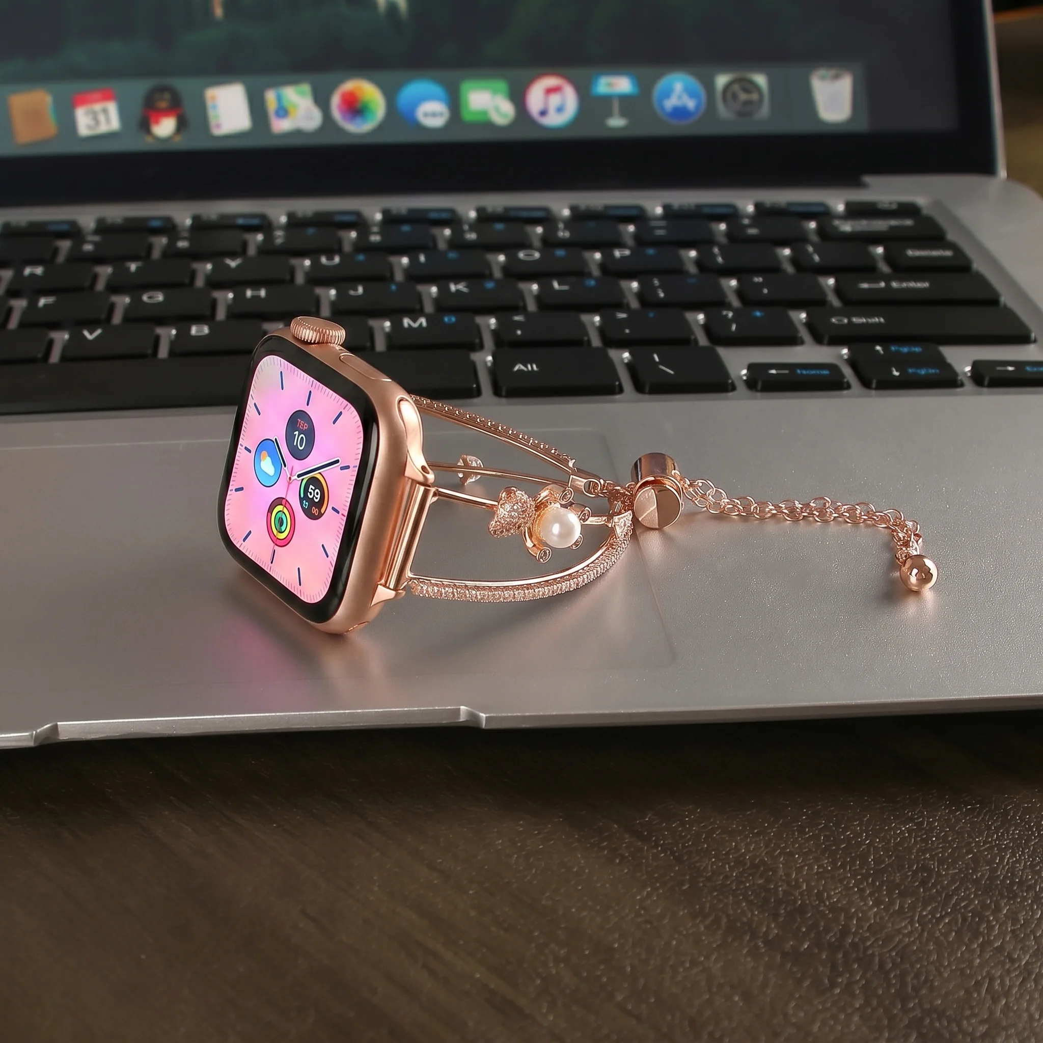 

Роскошный браслет-цепочка из циркония для Apple Watch, подходит для iWatch SE 11 10 9 8 7 6 5 46 мм 45 мм 44 мм 42 мм 41 мм, женский