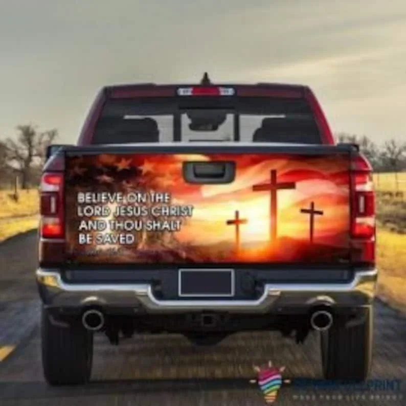 

Gift For Christian Believe On The Lord Jesus Christ Truck Tailgate Decal Sticker Wrap Decal Truck Tailgate Wrap Vehicle Wrap