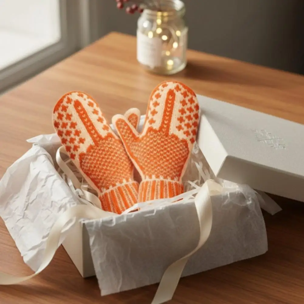 قفازات محبوكة على شكل قائمة شقية مخفية بالإصبع الوسطى قفازات حرارية شتوية للتزلج وركوب الدراجات والجري والأنشطة الخارجية